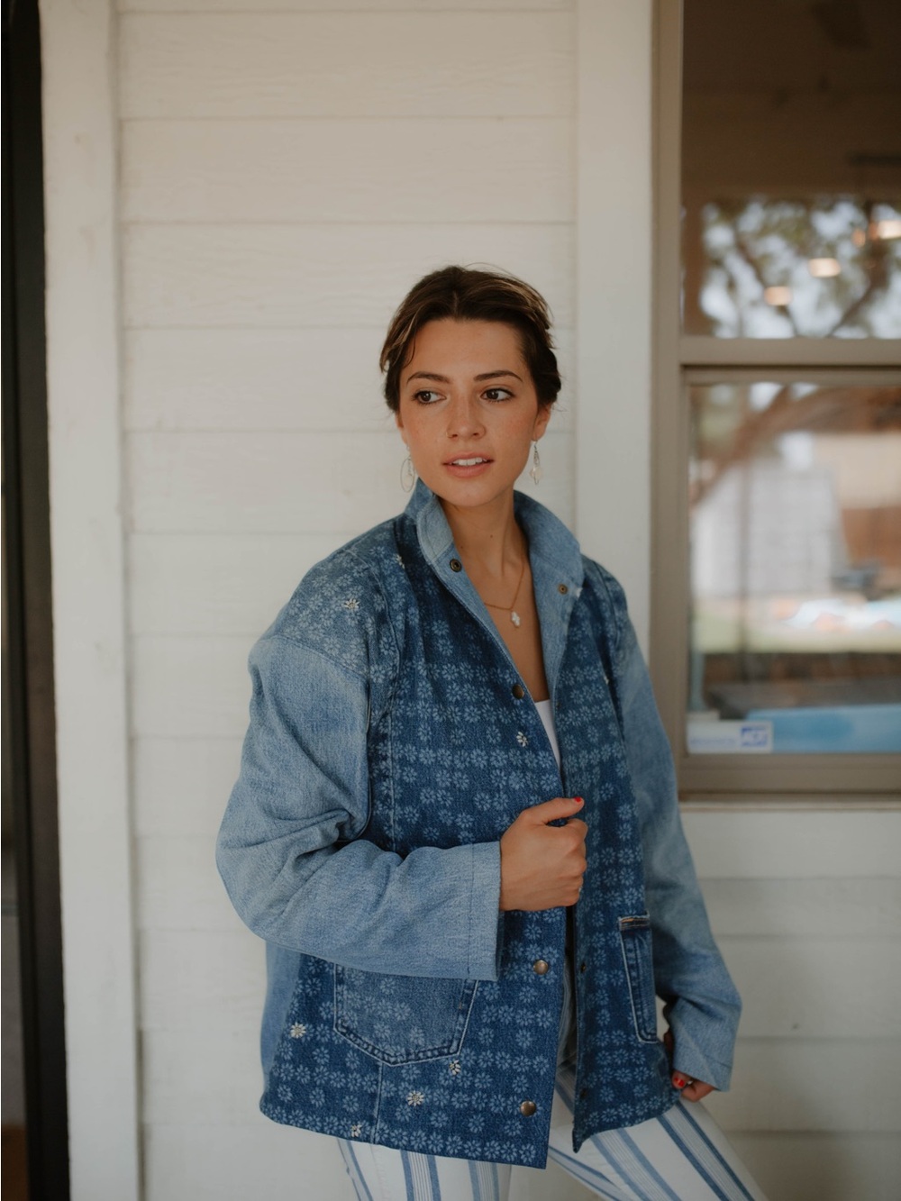 Reworked Denim Daisy Jacket